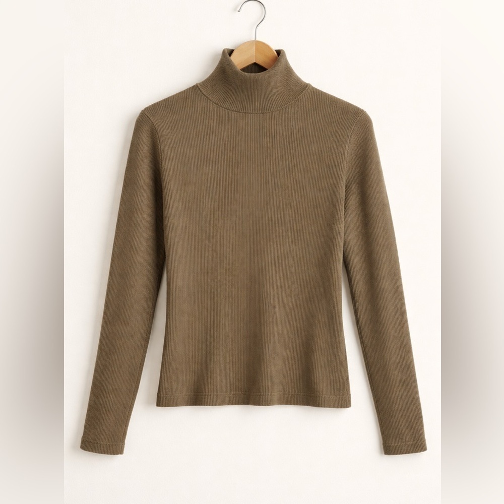 Ralph Lauren Vintage RALPH Olive Ribbed Turtleneck Medium circa 1996